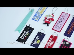 Color Custom Fabric Woven Keychain 10x2.5cm 13x3cm With Metal Buckle