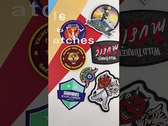 Custom Cute Logo Iron On Woven Patch Purple Merrowed Border For Children