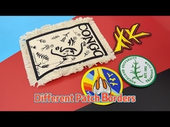 Twill Iron On Custom Embroidered Patches Merrow Border Heat Cut Border