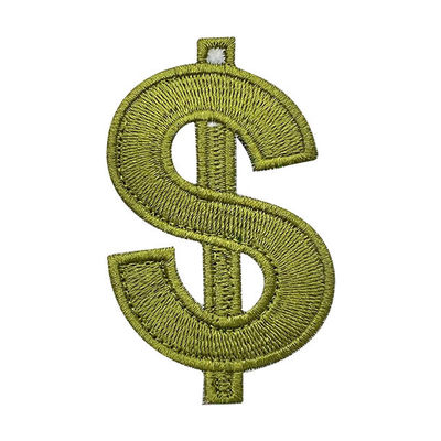 Custom Dollar Embroidery Patch Iron On Merrow Border Eco Friendly Patches