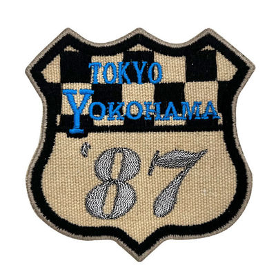 TOKYO Checkerboard Merrow Border Embroidery Patch Uniform Canvas Patch Iron On Backing