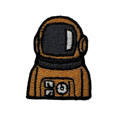 Twill Fabric Cotton Thread Full Embroidery Patch Astronaut Shape 9 CM With Iron On Backing