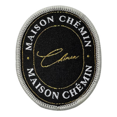 Black Fabric Custom Woven Patches Sew On Woven Label Patch For Letterman Jackets Clothes