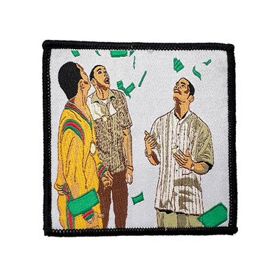 Custom Person Scene Clothing Woven Patches Iron On With Merrow Border