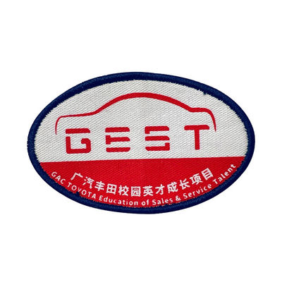 Team Name Woven Badges Hook And Loop Backing Embroidered Company Logo Patches