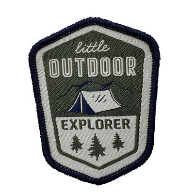 Custom Exploration Team Iron On Woven Patch With Merrowed Border