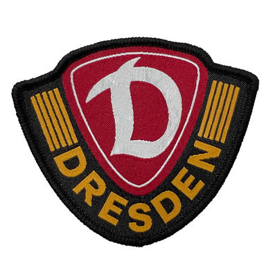 Custom Brand Logo Woven Washable Iron On Patches Merrowed Border Shoulder Badges