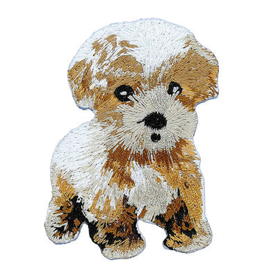 Cute Custom Embroidered Back Patches Dog Fabric Material Adhesive Backing