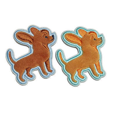 Fur Dog Embroidered Patch , Self Adhesive Embroidered Animal Patches