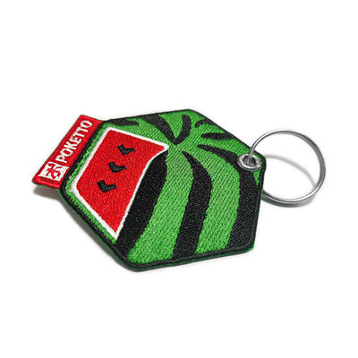 Personalized Embroidered Keychains , Twill Background OEM Embroidery Key Fob