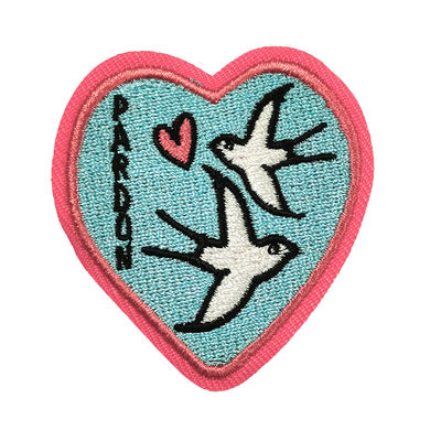 PMS Garment Iron On Embroidery Patch Merrow Border Twill Fabric Patches
