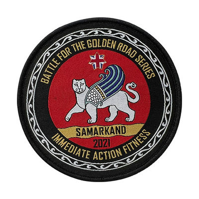 Custom Samarkand Merrow Border Woven Patches Woven Label Patches