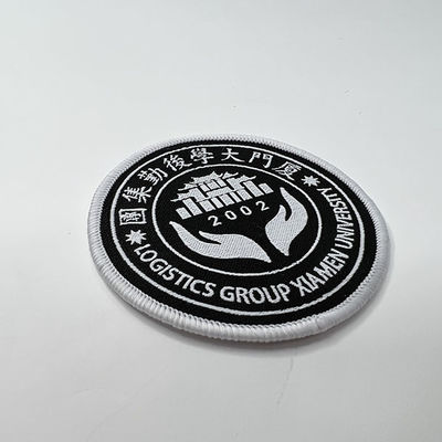 University Clothing Embroidery Patch Iron On Woven Patch Merrowed Border