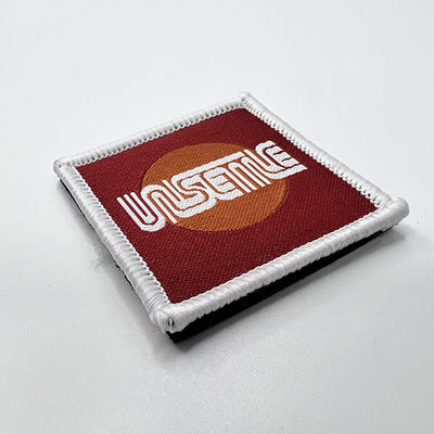 Custom Brand Name Woven Logo Patch Stitched Name Patches With Merrow Border