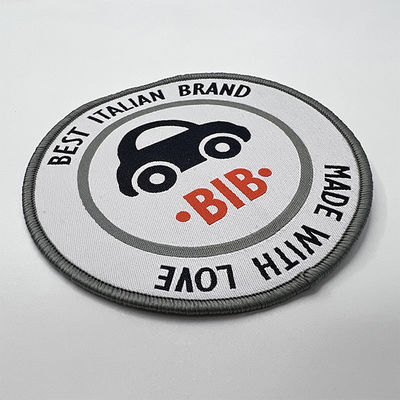 BIB Custom Brand Name Patches Polyester Threads Merrow Border For Letterman Jackets