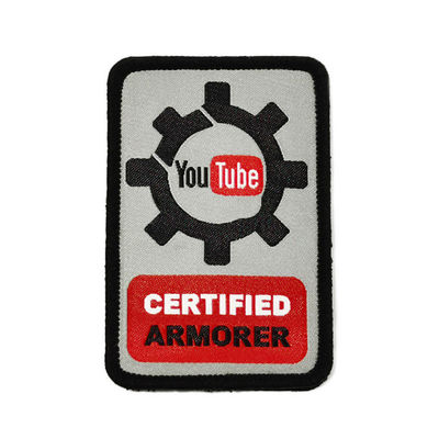 Garment Damask Woven Label Patch , Custom Velcro Backed Patches