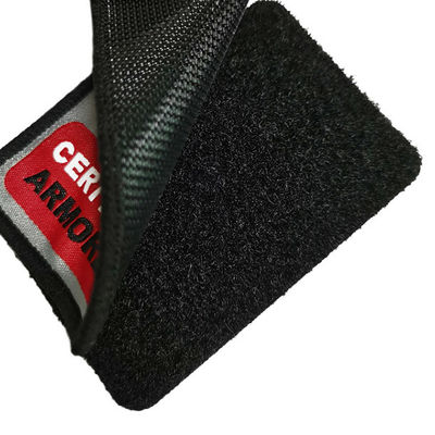 Garment Damask Woven Label Patch , Custom Velcro Backed Patches