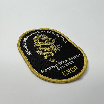 Customized Melt Adhesive Dragon Embroidery Patches Shrink Proof Merrow Border